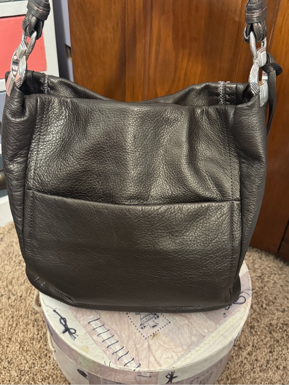 Brighton Purse & Wallet Set Y2K Slouchy Bag Leather with Sequin Medallion - Picture 5 of 16